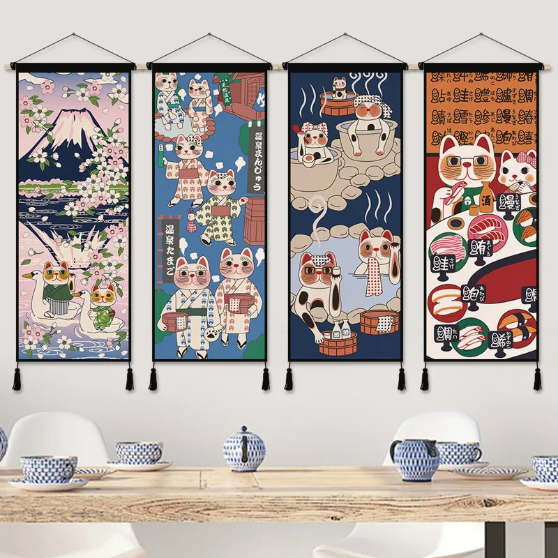 Japanese Restaurant Lifestyle - Japanese Lucky Cat Cloth Art Anime