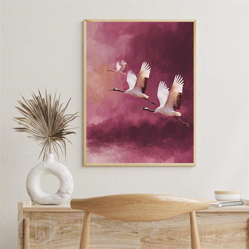 Vintage Crane Flying Birds Flo - Japanese Lifestyle Home review and price