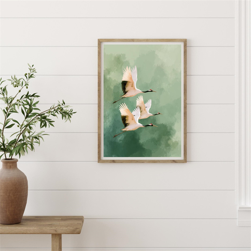 Vintage Crane Flying Birds Flo - Japanese Lifestyle Home review and price