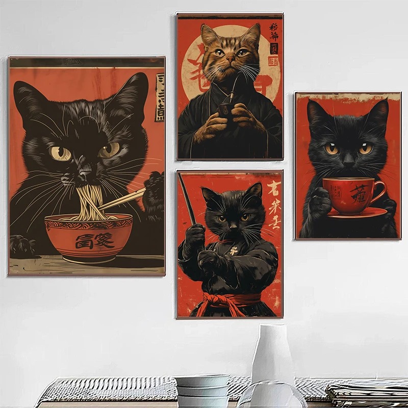 Japanese Edo Style Black Cat E - Japanese Lifestyle Home review and price