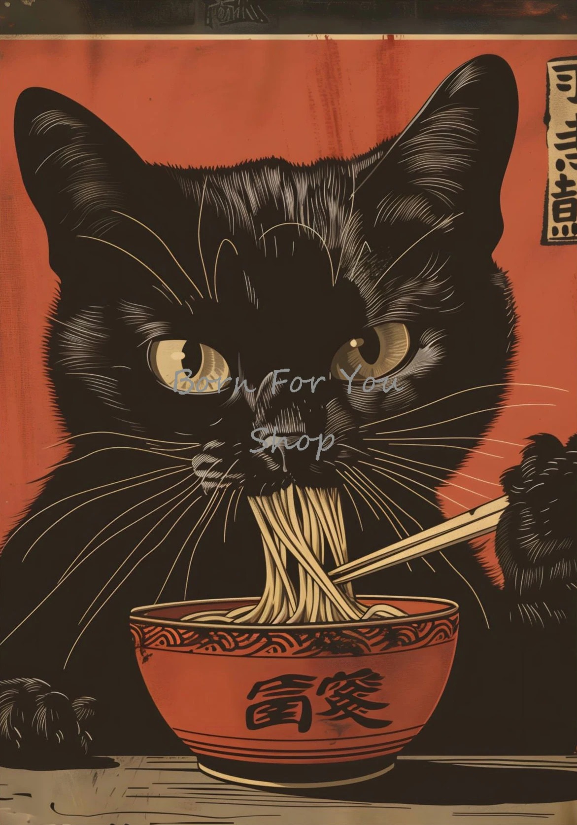 Japanese Edo Style Black Cat E - Japanese Lifestyle Home review and price